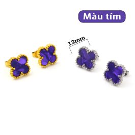 TB293 Bông tai titan van cleef nền màu tím