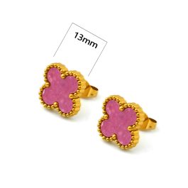 TB311 Bông tai titan van cleef nền hồng size 13mm – Giá sỉ màu vàng