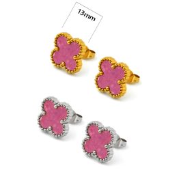 TB311 Bông tai titan van cleef nền hồng size 13mm