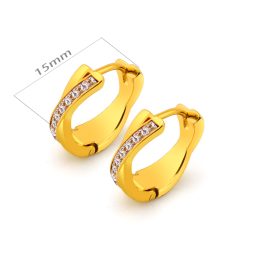 TB316 Bông tai nữ titan khoen tròn chữ X đính đá vuông