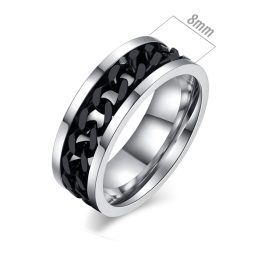 TC011 Nhẫn titan lồng xích màu đen