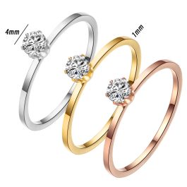 TC181 Nhẫn titan 1 hột đá cao bảng nhỏ