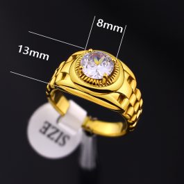 TC326 Nhẫn titan nam mạ màu vàng phong cách rolex