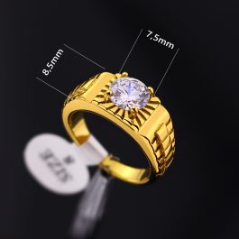 TC327 Nhẫn titan nam mạ màu vàng phong cách rolex