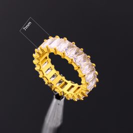 TC337 Nhẫn titan 7mm đính full kim chữ nhật