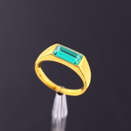 TC338 Nhẫn titan đính đá chữ nhật màu xanh
