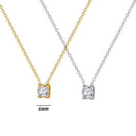 TN031 Dây chuyền titan mặt chấu vuông đính đá tròn