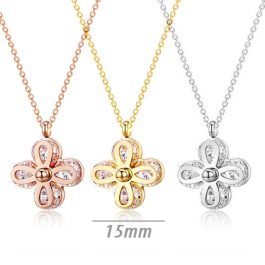 TN132 Dây chuyền titan hoa 4 cánh kẹp hột đá