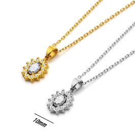 TN160 Dây chuyền nữ titan mặt hình ovan đính full kim