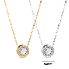 TN687 Dây chuyền nữ titan mặt tròn đính viên đá chủ 6ly