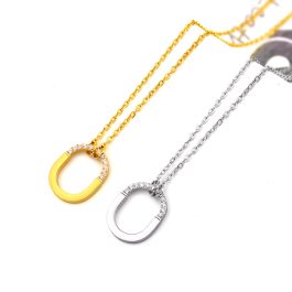 TN776 Dây chuyền nữ titan mặt hình ổ khóa bầu dục