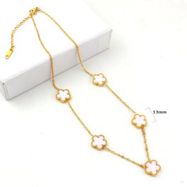 TN837 Dây chuyền titan hoa 5 cánh van cleef nền trắng