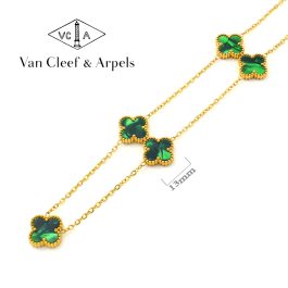 TN845 Dây chuyền titan van cleef 13mm xanh ngọc lục bảo