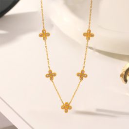 TN878 Dây chuyền nữ titan mặt hoa 4 cánh đính đá trắng