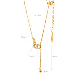 TN890 Dây chuyền titan mặt hình chữ D ngược đính kim