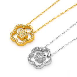 TN895 Dây chuyền titan hoa mai đính full kim