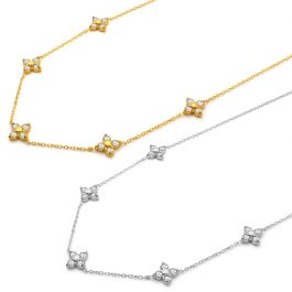 TN897 Dây chuyền nữ titan 5 mặt hình hoa 4 cánh