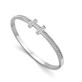 TV230 Vòng tay nữ titan chữ H đính đá trắng