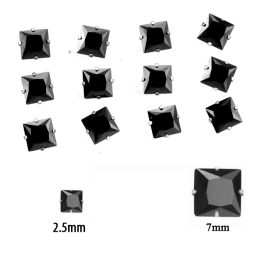 BT167 Bông tai đá vuông đen chấu inox