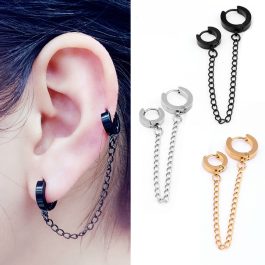 BT293 Bông tai nữ inox hai khoen tròn