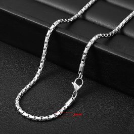 DN003 Dây chuyền nam titan 3mm kiểu bông dừa mắc dài