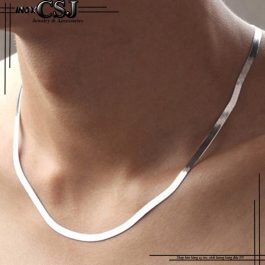 DN052 Dây chuyền nam Titan kiểu mì dẹp 4mm cực đẹp