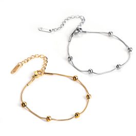 TA244 Lắc tay titan dây mì tròn kết bi cách điệu