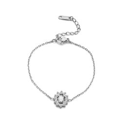 TA335 Lắc tay nữ titan mặt hình ovan đính full kim