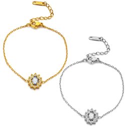 TA335 Lắc tay nữ titan mặt hình ovan đính full kim