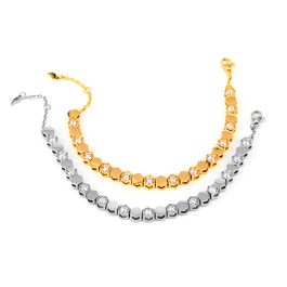 TA339 Lắc tay nữ titan hình tổ ong đính kim đá cách điệu