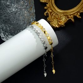 TA339 Lắc tay nữ titan hình tổ ong đính kim đá cách điệu