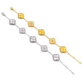 TA460 Lắc tay nữ titan hoa 4 cánh Van Cleef chạm móc máy