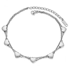 TA602 Lắc chân titan trái tim 2 tầng màu trắng