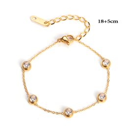 TA647 Lắc chân titan 5 viên đá cách điệu