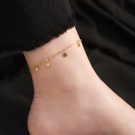 TA653 Lắc chân titan hoa tuyết cách điệu