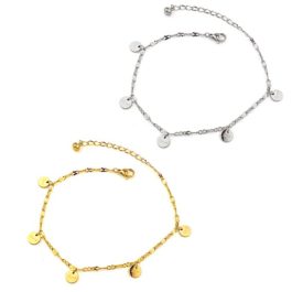 TA667 Lắc chân titan thời trang mặt tròn lucky cách điệu