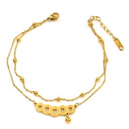 TA683 Lắc chân nữ titan 2 tầng 5 đồng tiền 18KGP