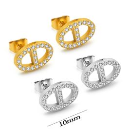 TB081 Bông tai nữ titan hình mũi lơn đính full kim