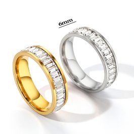 TC003 Nhẫn nữ titan đính full đá hình chữ nhật