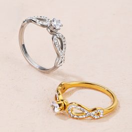 TC019 Nhẫn nữ titan 1 hột cao cách điệu 2 bên dấu vô cực