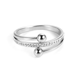 TC045 Nhẫn nữ titan thời trang chẻ nhanh 2 đầu bi