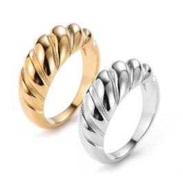 TC078 Nhẫn nữ titan ren trô xoắn hình sóng biển