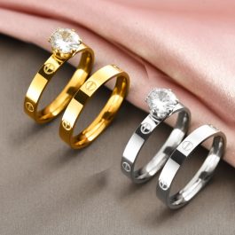 TC079 Set 2 chiếc nhẫn thời trang Cartier hột cao