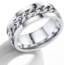 TC121 Nhẫn titan inox lồng xích trắng khui bia