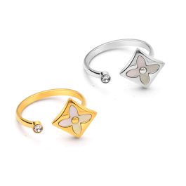 TC142 Nhẫn nữ titan thiết kế hở mặt hình hoa LV