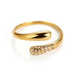 TC345 Nhẫn titan giọt nước đính kim tấm