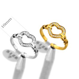 TC346 Nhẫn nữ titan trái tim đính full kim tấm