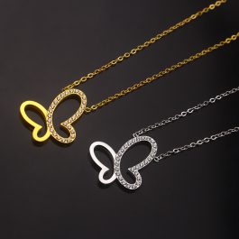 TN631 Dây chuyền nữ titan mặt hình con bướm rổng
