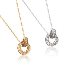 TN643 Dây chuyền nữ titan chữ D và vòng tròn lồng vào nhau