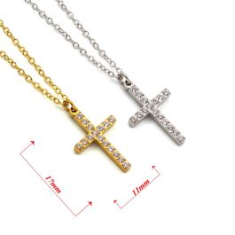 TN649 Dây chuyền nữ titan mặt hình thánh giá đính full kim